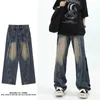 Jeans da uomo Y2K Uomo coreano Casual Grunge Pantaloni cargo blu Baggy Vintage Streetwear Pantaloni larghi in denim lavati a gamba larga Abbigliamento donna oversize