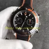 6 Stile 9900 Movimento Cronografo da uomo Orologio da uomo 45,5 mm Quadrante nero Crono automatico Arancione Lunetta in ceramica Bracciale in caucciù OM Factory Orologi sportivi da uomo Chrono