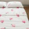 Sängkläder sätter 1st rosa persikutskrift täcke täcker bomullsgubbe kudde kvinnor vanlig högkvalitativ sängkläder för vuxna