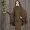 Etniska kläder Islamiska Khimar Long Hijab Prayer Headscarf Ramadan Girls Two-Piece Black Muslim Kaftan Abaya Dress
