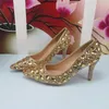 Dress Shoes Champagne Pointed Toe Crystal Bridals Wedding With Bags Women High Heels Party And Purse