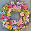 Fleurs décoratives Printemps Eté Guirlande Pour Porte D'entrée Décorations Florales Artificielles Avec Tulipe Papillons Feuilles Vertes Mur Deor