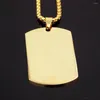 Pendant Necklaces Cool Gold Color Dog Tag Women Men's Stainless Steel Titanium Necklace With Free Box Chain
