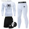 Herrens termiska underkläder Män 3PC Set Winter Thermal Underwear Compression Sports Suit Long Johns Kläder Running Tracksuit Wear Training Workout Tights L231130