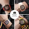 Relojes de pulsera Reloj de cuarzo deportivo militar blanco para hombres Reloj de pulsera luminoso impermeable de lujo con esfera Tonneau Correa de silicona Fecha automática