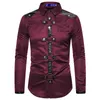 Chemises décontractées pour hommes Hommes Goth Style Rivet Couleur Solide Chemise Cargo Slim Fit Party Singer Stage Streetwear pour hommes Vêtements 231129