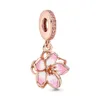 Fahmi Noble et élégant cadenas en forme de coeur double plaque pendentif infini pierre précieuse pendentif femme rose clair fleur de cerisier pendentif