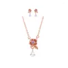 Collier boucles d'oreilles ensemble Park Min Young pendentif fleur rose sa vie privée mode chaîne bijoux saint valentin cadeau