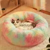 chenils stylos arc-en-ciel en peluche lits de chat épaissir tapis de chien moelleux super doux maison grande taille hiver chaton nid sommeil chaud animal de compagnie Bedvaiduryd