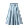 スカートohryiyie midi denim skirt 2023秋冬女性カジュアルblue blue high highウエストソフトロングジャン女性のためのカジュアルAライン