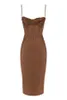 Casual Dresses 2023 Good Quality Summer Women White Brown Olive Green Bone Straps Dress Party Eveing Wholesale