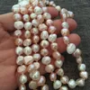 Chains Long 120cm 7-8mm Baroque Multicolor Freshwater Pearl Necklace Fashion Jewelry