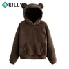 Women's Hoodies Autumn Winter Women Teddy Thick Warm Top Cute Plush Casual Hoodie Long Sleeve Bear Ear Hood Sweatshirt