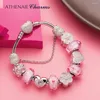 Pierres précieuses en vrac ATHENAIE 925 argent Sterling noyau rose champ de fleurs perles de verre de Murano ajustement européen SStyle femmes bracelets de charme bracelet