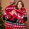 Family Matching Outfits Winter Women Men Couples Matching Outfits Christmas Sweater Jacquard Print Jumpers Warm Thick Pullover Top Xmas Family Look 231130