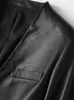 Women's Leather Faux Leather Nerazzurri Autumn Black Soft Light Faux Leather Jackets for Women Deep VNeck Belt Elegant Luxury Korean Fashion 6xl 7xl 231129