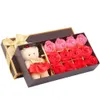 Faux Floral Greenery 1 set of soap flower fragrance romantic rose shaped soap bear doll Valentine's Day gift rose box home decoration 231130