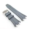 27mm Grey Rubber Band 20mm Tang Buckle Strap Steel Connector Links Fit For AP 39 mm 41 mm Royal Oak Wristwatch Watch