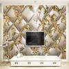 Fond d'écran personnalisé 3D Soft Pattern Golden Pattern European Style Salon Room TV Fond Papiers muraux Home Decor209y