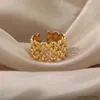 Anelli a fascia Anelli larghi geometrici vintage per le donne Apertura in acciaio inossidabile Colore oro Estetico Anello nuziale Gioielli Bague Femme R231130