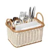 Dish Racks Storage Basket Woven Baskets Organizing Organizer Cutlery Rack Pp Rattan Dividers Handle Man Kitchen Containers 231124