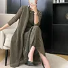 Work Dresses Stretch Miyake Pleated Two-piece Set 2023 Autumn Casual Gold Silk Loose Outer Undershirt Skirt Women's Suit Commuter Elegant