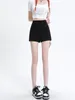 Damen Shorts Anzug Schwarz Damen Sommer A-Linie Hohe Taille Schlank Mädchen Einfach Allgleiches Täglich Koreanische Stile Lässig Büro Damen
