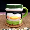 Water Bottles Creative Christmas ceramic mug cartoon Santa Claus snowman elk couple cups household tableware girl boy gift 231129