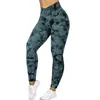 Kobiety legginsów Lady Cross Paski Fitness Fitness Fitness Pant Traw-Dye Printing Elastyczne skokowe spodnie do jogi Push Up Ruched Women Netging