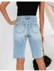 Women's Shorts 2023 New Summer Ripped Denim Fashion High Elastic Slim Knee Leng Jeans S-2XL Drop Shippingyolq