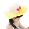 Cappelli 1 Pz 2023 Vendita Estate Bambini Cappello da sole Bowknot Pizzo Ragazze Moda Cap Principessa Paglia 5 Colori 8099