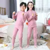 Pajamas 2023 Autumn Toddler Kids Thermal Underwear Solid Cotton Winter Lounge Boy Girl Casual Pyjamas Children Warm Sleepwear 231130