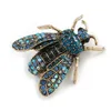 Broche mouche en cristal bleu d'inspiration Vintage, accessoires de Corsage exagérés, broches masculines et féminines GC2483