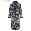 Men's Robes Men Robe Nightgown Long Sles Kimono Bathrobe Gown Silky Satin Dragon Print Pajamas Sleepwear Nightwear Gown Casual Home L231130