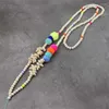 Chaves coloridas da cadeia de telefones celulares long Declaração natural concha natural de miçangas de madeira étnica -chave de moda mulher colar