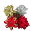ドライフラワー5pcsキラキラ人工クリスマスポインセチア花ラルクリスマスツリー飾りディイガーランド年の結婚式の飾り231130