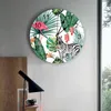 Wall Clocks Zebra Flamingo Tropical Plant Jungle Clock Modern Design Living Room Decor Home Decore Digital