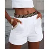 Women's Shorts Wepbel Ribbon Stitching Short Pants Women High Waist Lace Contrast-Color Summer Casual Geo Tape Patch Trim