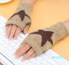 5本の指の手袋冬のタッチスクリーンニット女性s屋外温かいストレッチミトン模倣ウール半指のリス