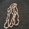 Chains Long 120cm 7-8mm Baroque Multicolor Freshwater Pearl Necklace Fashion Jewelry