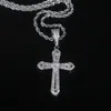 New Designer Cross Shape with Mini Heart Love Charm Pendant Necklace with Rope Chain Hip Hop Women Men Full Paved 5A Cubic Zirconia Boss Men Gift Jewelry