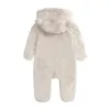 Rompers Fashion Baby Clothing Boys Footies Long Sleeve Arctic Velvet Hooded Girl Clothes Winter Warm Romper 0 12 Months 231130