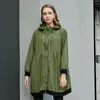 Trench da donna 2023 Cappotto con cappuccio allentato oversize Donna Giacca a vento sottile Primavera Estate Capispalla verde Cappotto con cerniera casual femminile