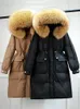 Parka da donna lungo Janveny Piumino lungo da donna impermeabile invernale Piumino lungo da donna in vera pelliccia di procione con cappuccio Piumino d'anatra femminile Parka da pioggia in piuma 231129