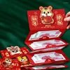 Emballage cadeau Enveloppes rouges chinoises pliables 2023 Année du tigre Paquets d'argent chanceux Paquet de 6 fentes pour cartes