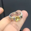 Blue Box Classic Designer TF Ring Top Internet Celebrity New High End Precision och mångsidig noggrann maskin DoubleLayer Zircon Four Claw Yellow Diamond