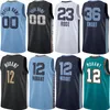 Mem Ja 12 Morant Basketball Jerseys Grizzliess Memphiss Derrick Rose Jaren Jackson Jr. Marcus Smart Desmond Bane Luke Kennard Yuta Watanabe Retro City Men Jersey