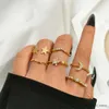 Bandringe FNIO Mode Kristall Blätter Ringe für Frauen Mädchen Schmetterling Blume Ringe Set Geburtstagsgeschenke Schmuck R231130