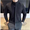 High quality men's shirt brand new casual social autumn and winter personalized thickened woolen stand up collar shirt long sleeved plus size nightclub ball tailcoat