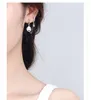 Hoop Earrings 1Pcs Simple Fashion Double Two Hole Piercing Earring Huggies For Women Daisy Crystal Zircon Chain Tassel Earing